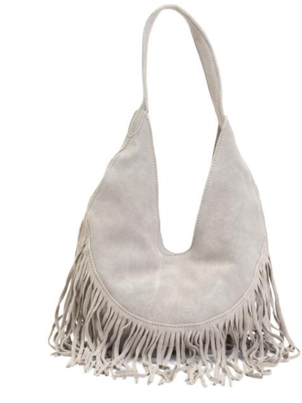 Harbour 2ND Suede Fringe Hobo Bag in Light Gray - Women